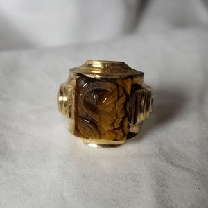 Mens 10k Gold Roman Soldier Tiger's Eye Ring
